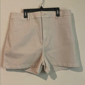 Beige High-Waisted Shorts
